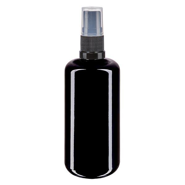 Lékárenská láhev violet 200ml s rozprašovačem černá Lékárenská láhev violet 200ml s rozprašovačem černá