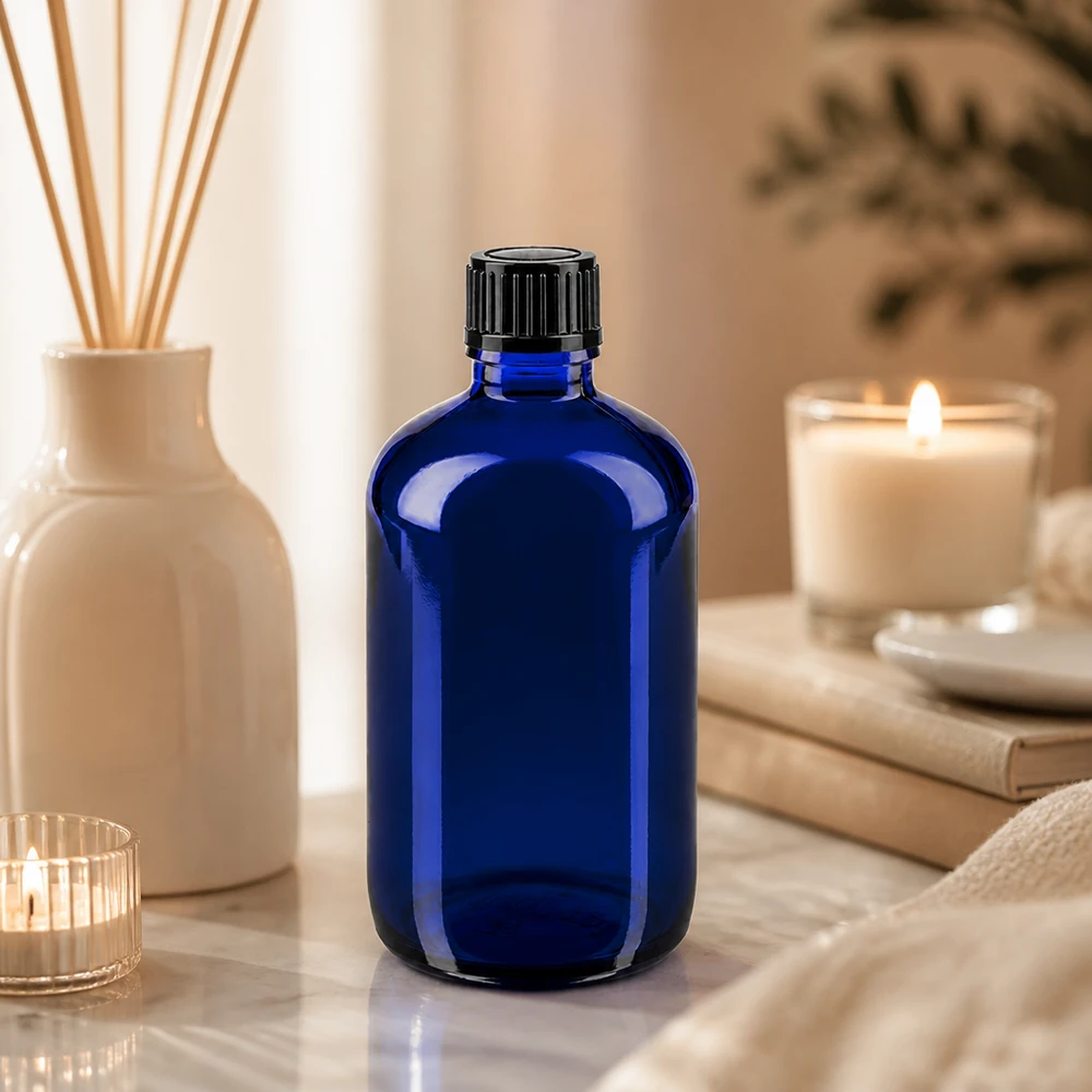 UV-Schutz Apothekerflasche blau 100ml ideal für ätherische Öle und Naturkosmetik