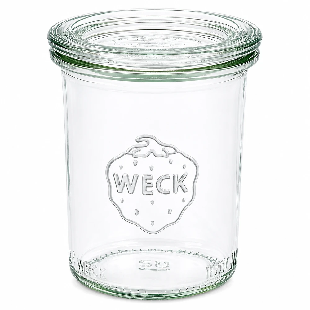 160ml zavařovací sklenice se skleněným víčkem WECK RR60 160ml WECK Sturzglas RR60 mit Glasdeckel, transparent, eingewecktes Glas für Marmelade und Konserven