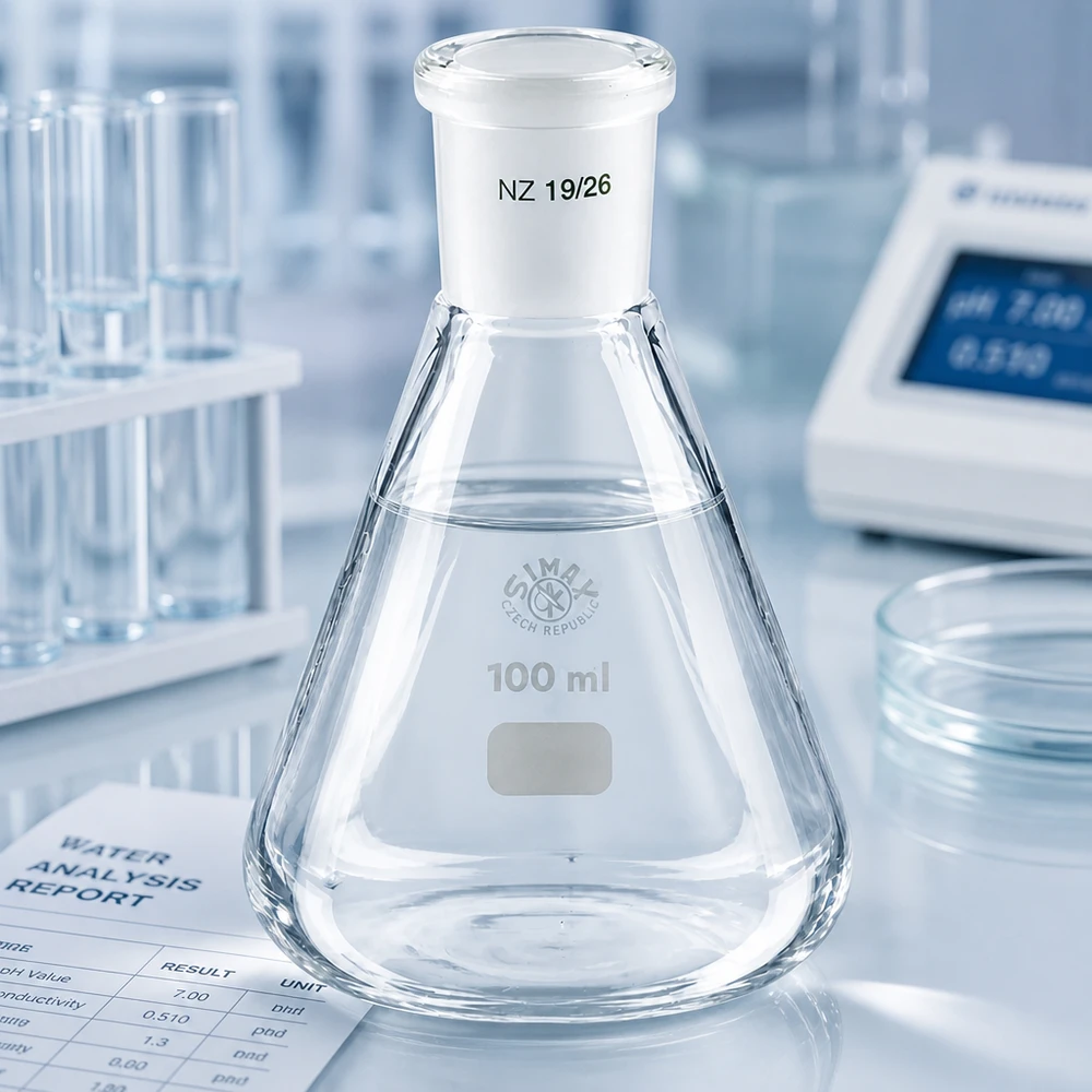 Erlenmeyerova baňka 100 ml se standardním broušeným spojem (19/26) Erlenmeyerova baňka 100 ml se standardním broušeným spojem (19/26)