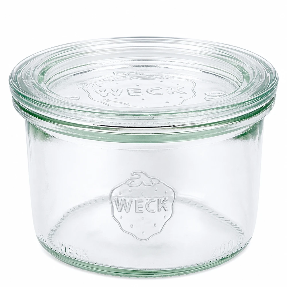 Zavařovací sklenice 200ml se skleněným víčkem WECK RR80 WECK Sturzglas 200ml mit Glasdeckel RR80 Einmachglas transparent für Konservierung und Aufbewahrung