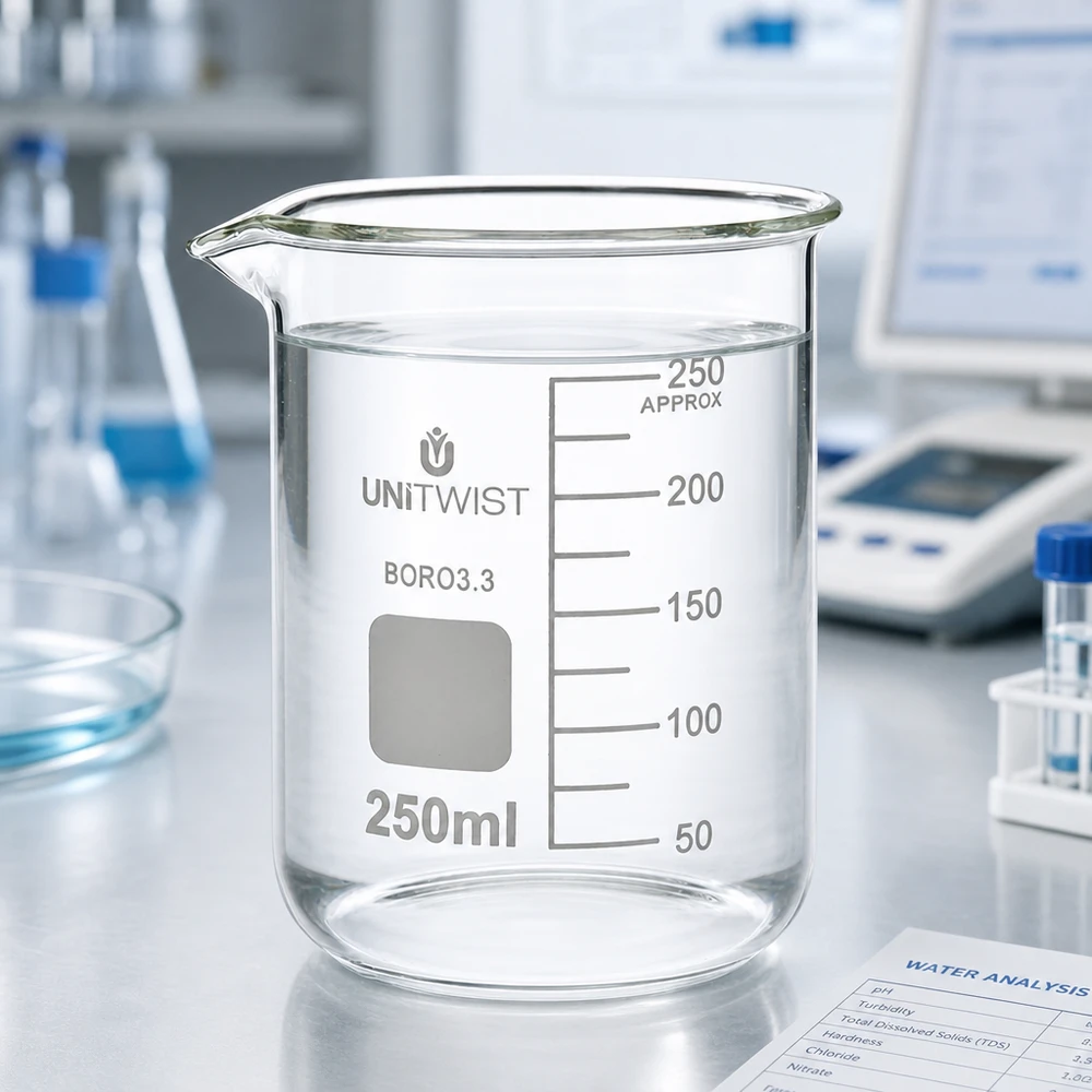 Hitzebeständiges Becherglas 250ml Borosilikat 3.3 niedrige Form für chemische Analysen