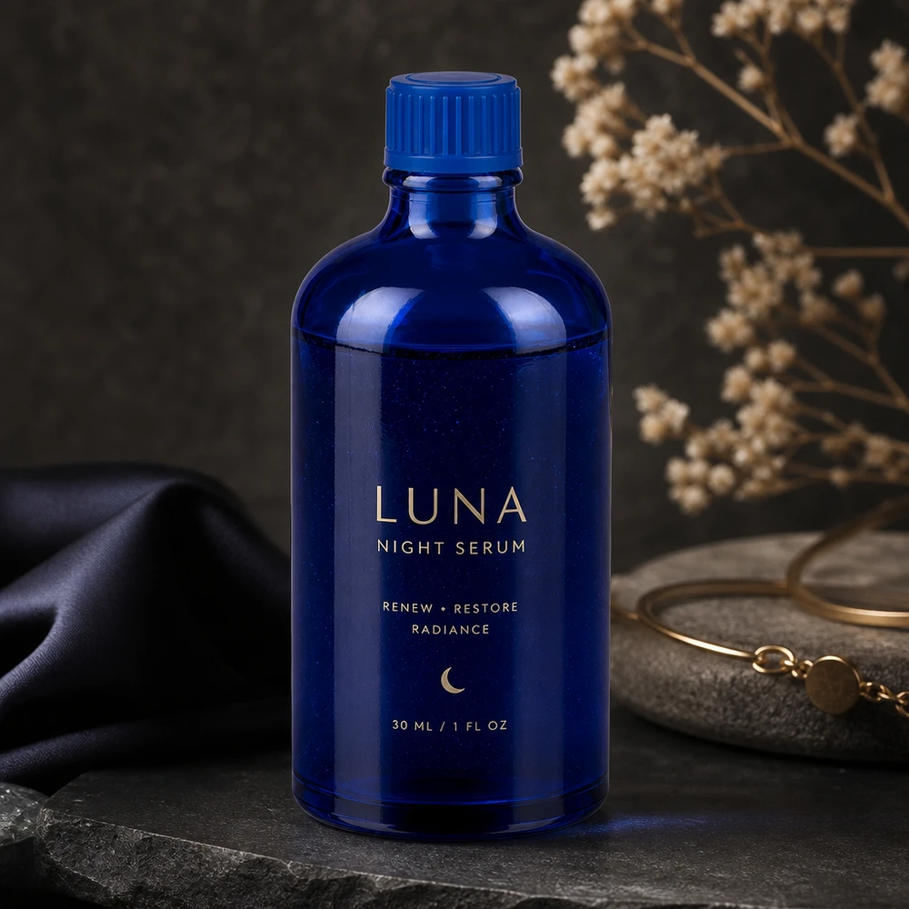 100ml láhev 11mm šroubovací uzávěr modrá Standard BlueLine UT18/100 Stilvolle 100ml Glasflasche in Kobaltblau für Premium-Kosmetikserien und Naturkosmetik