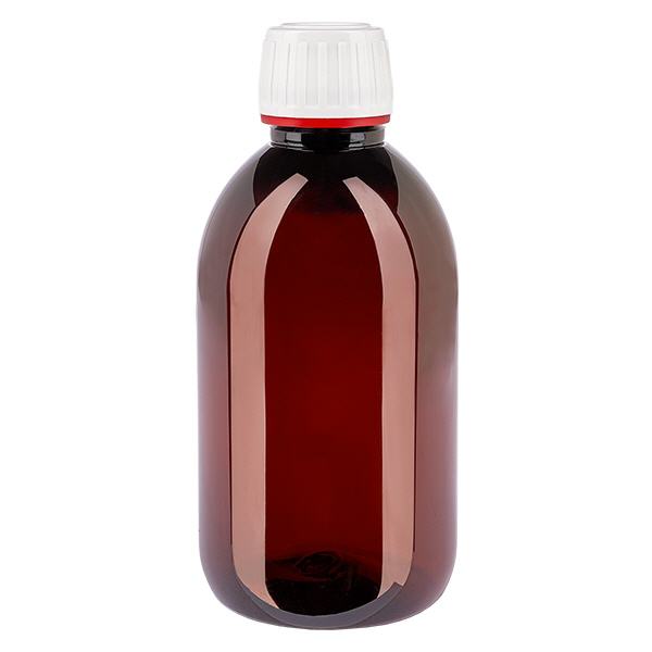 PET láhev 250ml s bílým flip-top uzávěrem. PET láhev 250ml s bílým flip-top uzávěrem.