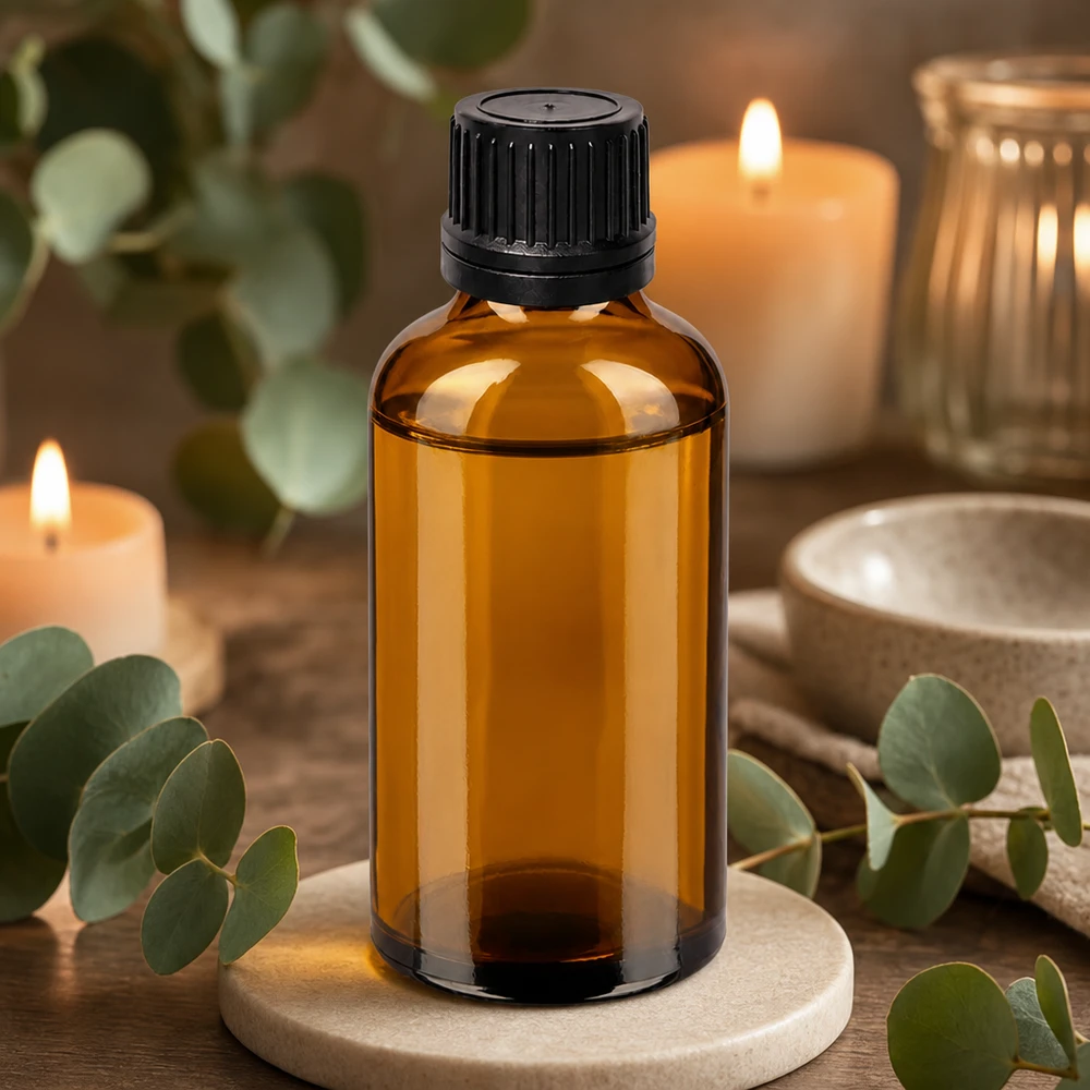 Apothekerflasche 50ml in klassischem Braun mit schwarzem Tropfaufsatz für Kräuterauszüge