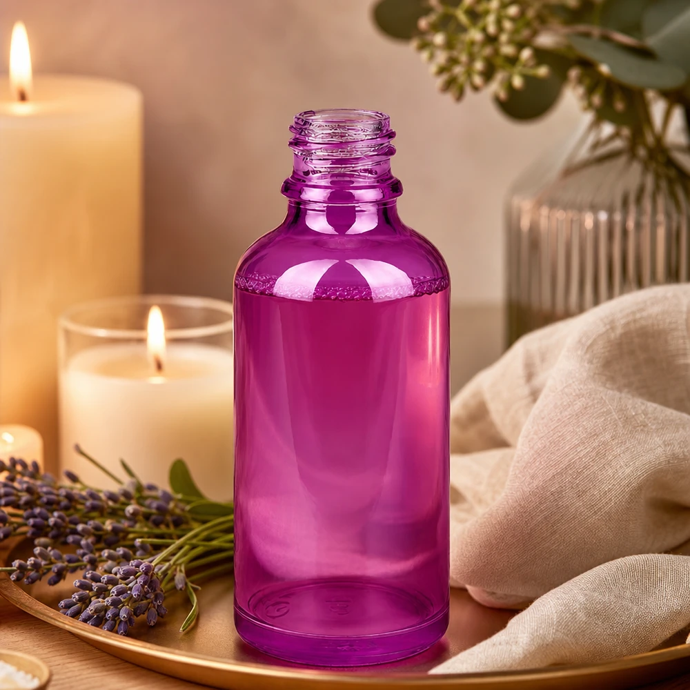 PurpleLine UT18/50 UNiTWIST Flasche 50ml in tiefem Violett als dekorative Verpackungslösung