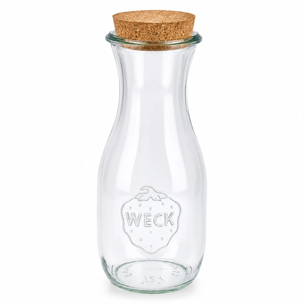 WECK Saftflasche 530ml aus Glas mit Naturkorken RR60 Verschluss transparent leer Einmachglas Vorratsglas