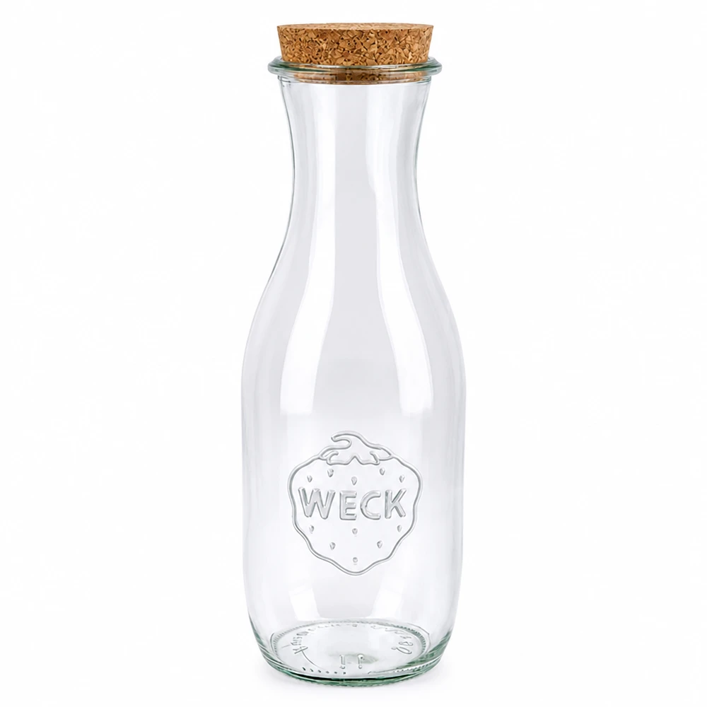 1062ml láhev na džus WECK RR60 s korkem přírodní WECK Saftflasche 1062ml RR60 aus Glas mit Naturkorken Verschluss für Getränke und Aufbewahrung