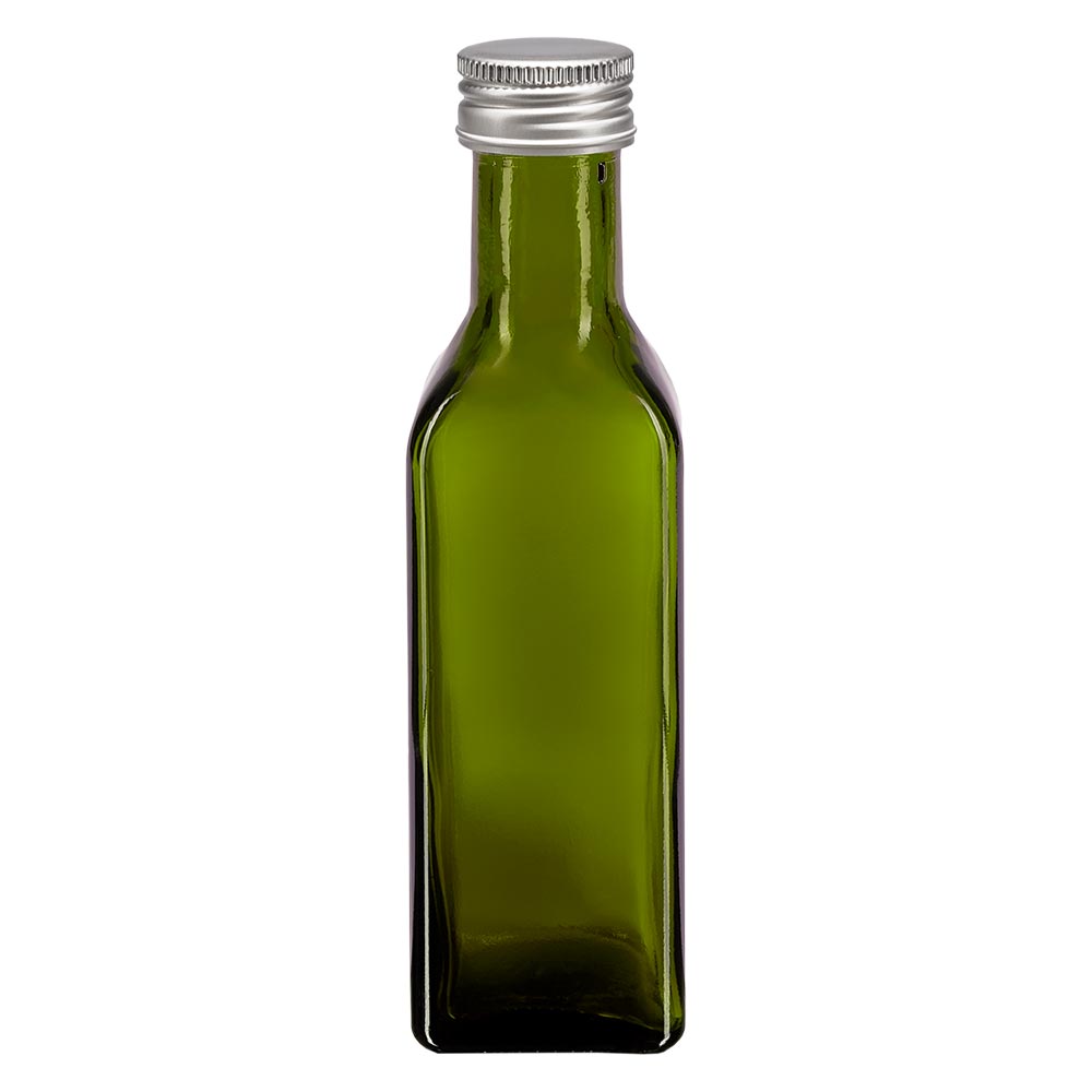 100ml šroubovací láhev čtvercová olivově zelená se stříbrným uzávěrem. 100ml šroubovací láhev čtvercová olivově zelená se stříbrným uzávěrem.