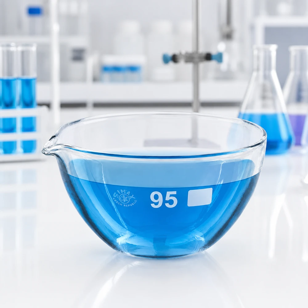170ml odpařovací miska s borosilikátovou výlevkou ø95mm Chemieresistente Abdampfschale 170ml mit präzisem Ausgießschnabel für quantitative Analyse