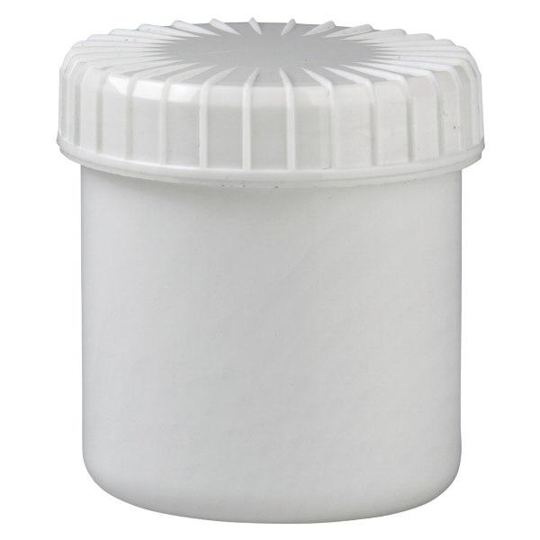 Bílá šroubovací dóza 75 ml s drážkovaným víčkem Bílá šroubovací dóza 75 ml s drážkovaným víčkem