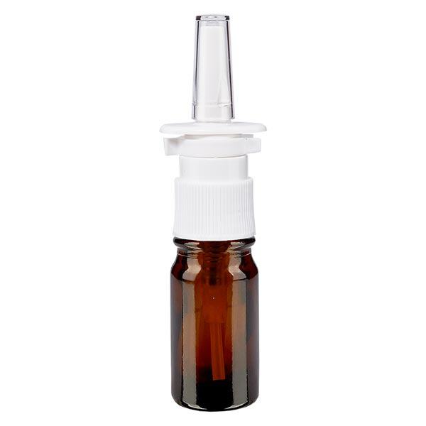 Lékárenská lahvička hnědá 5ml nosní sprej bílá standardní Lékárenská lahvička hnědá 5ml nosní sprej bílá standardní