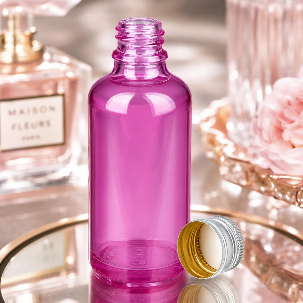 50ml lahvička 11mm šroubovací uzávěr hliníkovo-stříbrný standard PurpleLine.UT18/50 50ml Flasche SV-Design in Purple mit professionellem Aluverschluss für Laboranwendungen