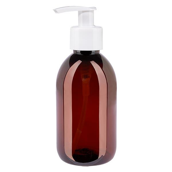 PET l&#225;hev 250ml s d&#225;vkovac&#237; pumpi&#269;kou b&#237;l&#225;