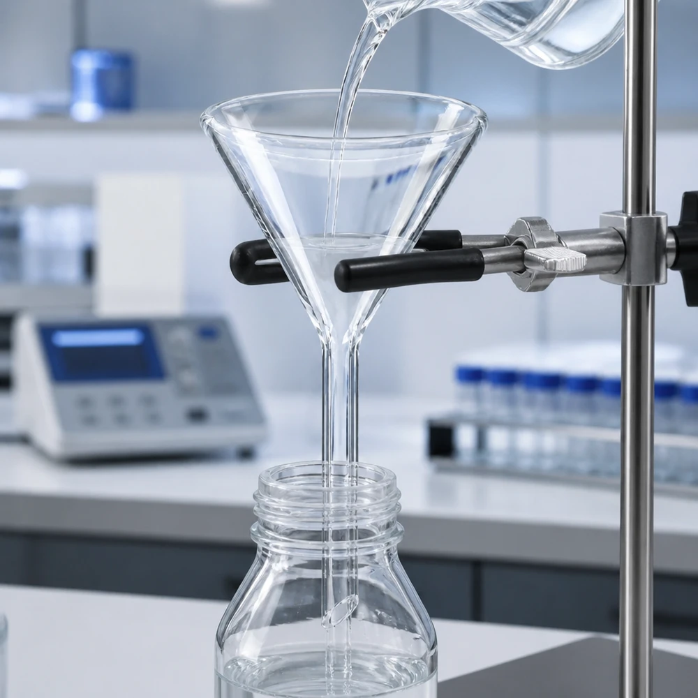 Nálevka ø50mm sodnovápenatá, úhel 60°, krátká. Laborglas Trichter 50mm Durchmesser mit Kurzstil für präzise Dosierung und Befüllung