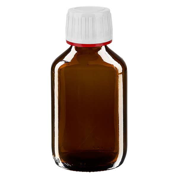 150ml lahvička na léky hnědá, uzávěr bílý s kroužkem proti neoprávněné manipulaci červený ApoGlas 150ml lahvička na léky hnědá, uzávěr bílý s kroužkem proti neoprávněné manipulaci červený ApoGlas