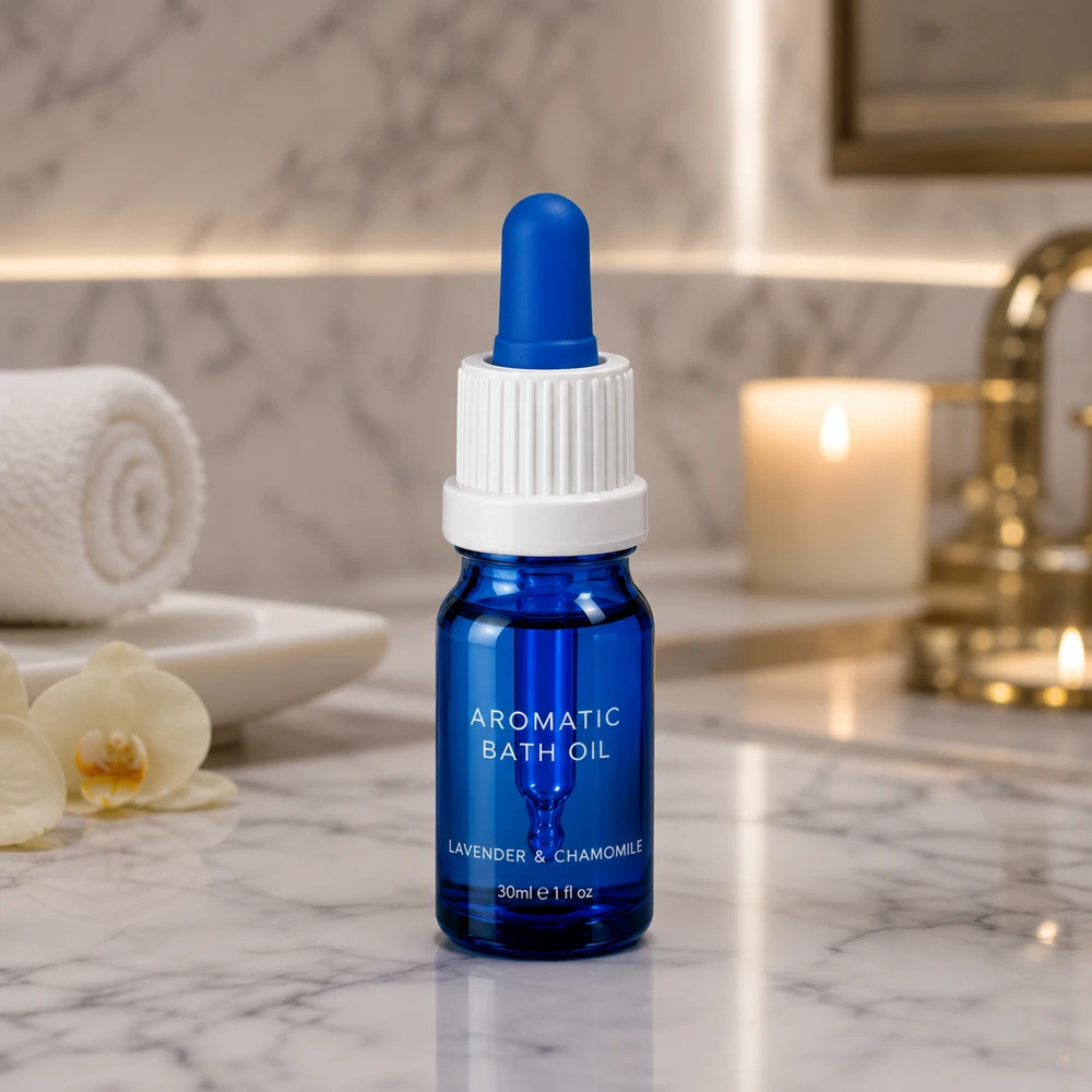 5ml pipetovací lahvička bílá/modrý uzávěr s ochranou proti manipulaci BlueLine UT18/5 Premium 5ml Tropferflasche in Blau für sichere Aufbewahrung lichtempfindlicher Substanzen