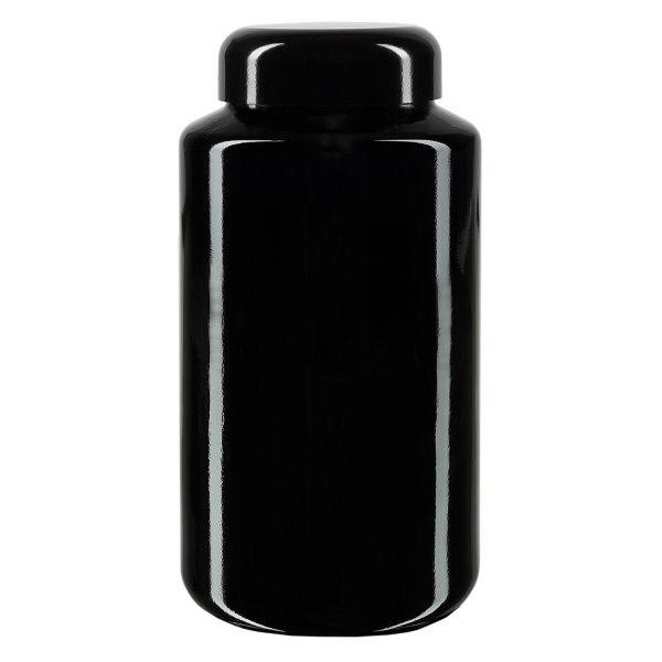 Dóza se širokým hrdlem z fialového skla 500ml, s černým víčkem Dóza se širokým hrdlem z fialového skla 500ml, s černým víčkem