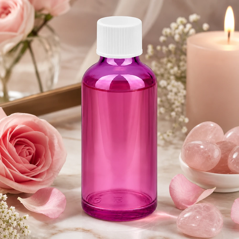 50ml Premiumflasche aus violettem Spezialglas mit optimaler Lichtfilterfunktion für Wirkstoffe