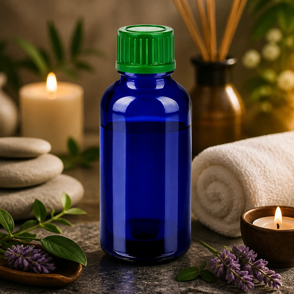 30ml láhev 11mm šroubovací uzávěr zelený standard BlueLine UT18/30 Vielseitige blaue 30ml Flasche für Labor Apotheke und therapeutische Anwendungen geeignet