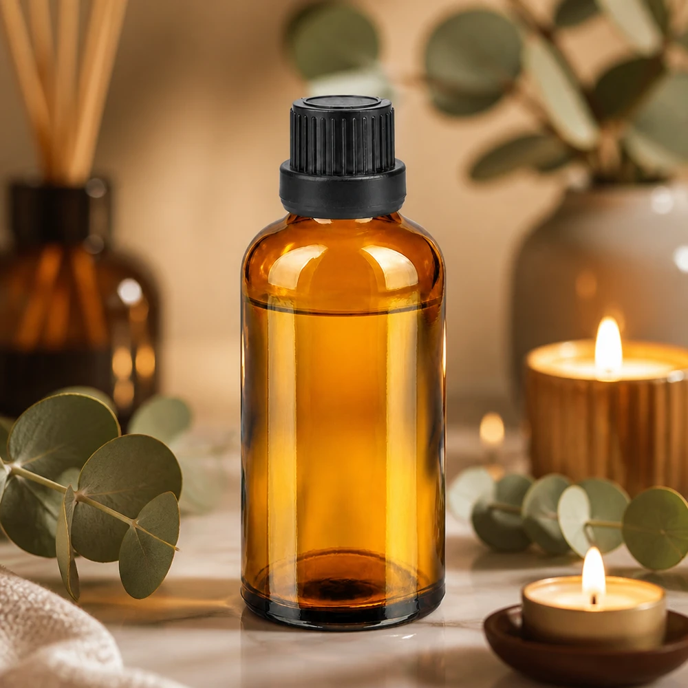 50ml láhev 11mm šroubovací uzávěr černý tamper evident uzávěrII BrownLine UT18/50 Professionelle Glasverpackung 50ml braun mit schwarzem Verschluss für Labor und Kosmetikindustrie