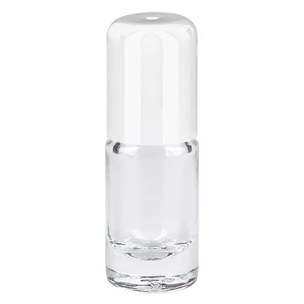 Lékárenská lahvička čirá 5ml roll-on s uzávěrem bílá Lékárenská lahvička čirá 5ml roll-on s uzávěrem bílá
