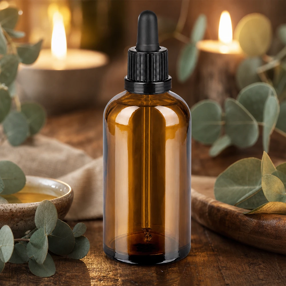 100ml pipetovací láhev černá se zajištěným uzávěrem BrownLine UT18/100 Apothekerflasche 100ml braun mit schwarzem Tropfverschluss für Tinkturen und Extrakte