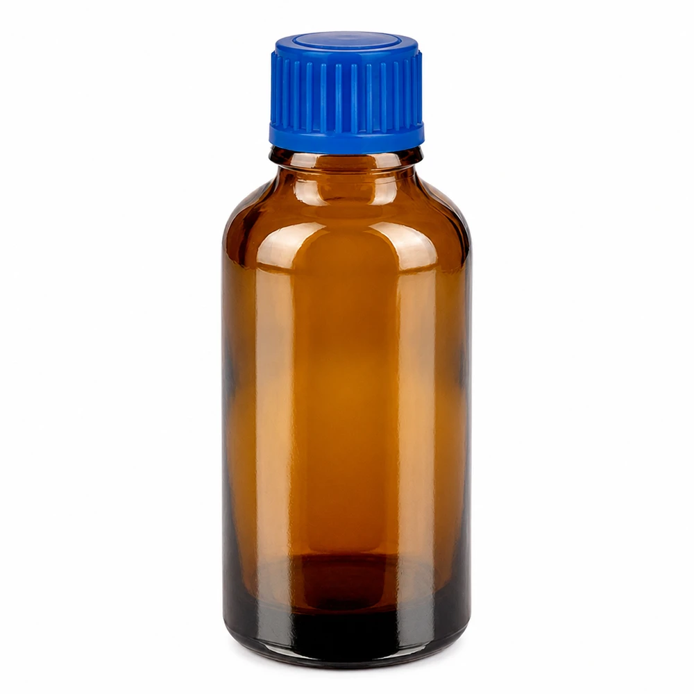 30ml láhev 11mm šroubovací uzávěr modrá Standard BrownLine UT18/30 30ml BrownLine Flasche mit blauem SV-Verschluss für pharmazeutische Anwendungen