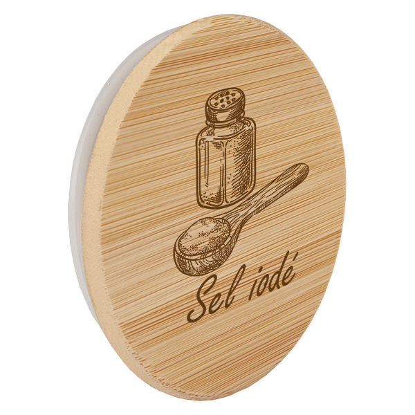 Couvercle en bois "Sel iodé" pro WECK RR60