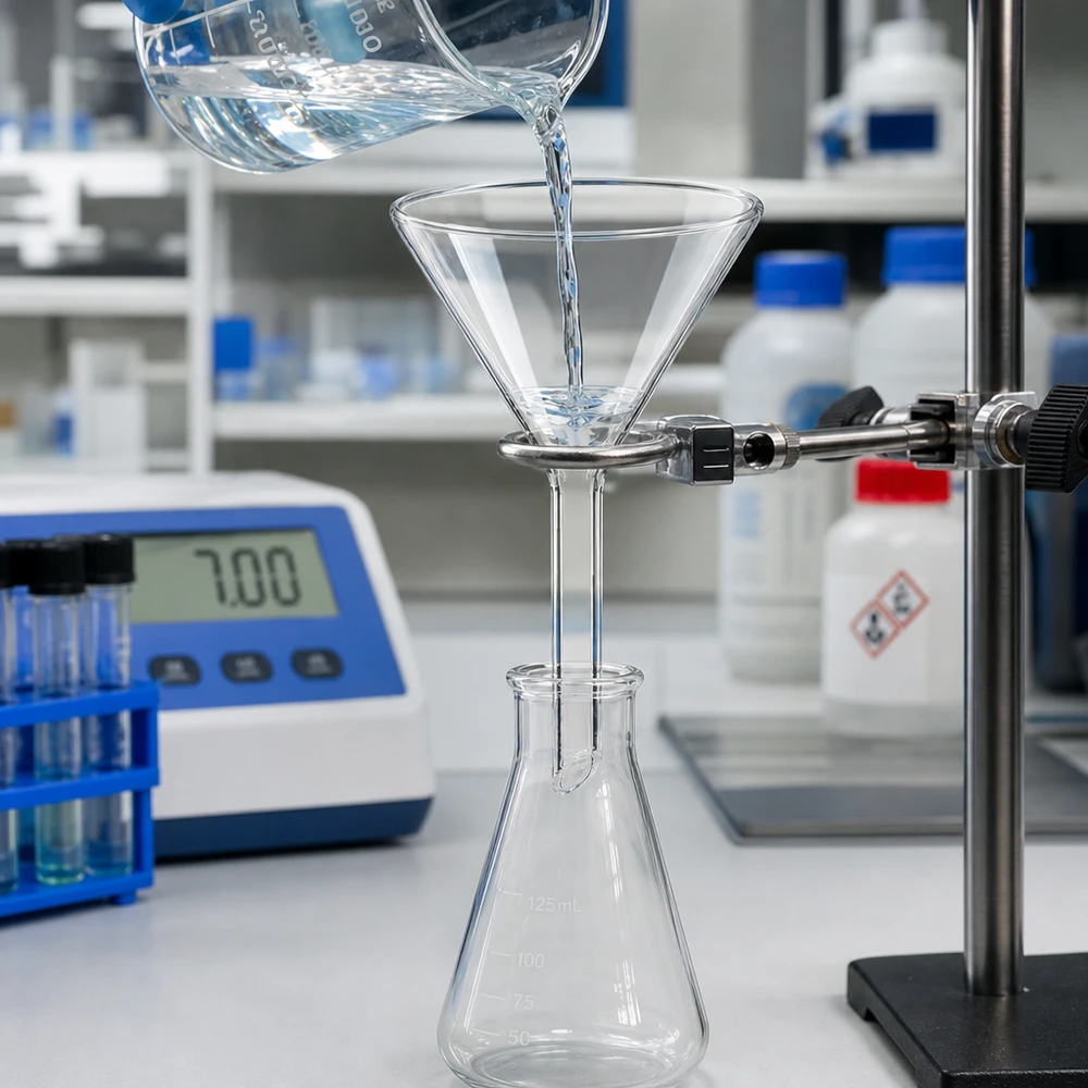 Trychtýř ø60mm sodnovápenatý, úhel 60°, krátký styl Standardtrichter mit 60mm Öffnungsweite aus hitzebeständigem Kalk-Soda-Glas für Labore