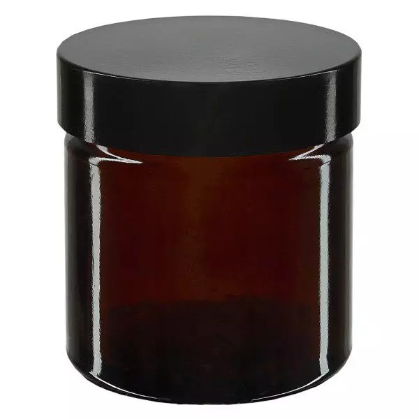 Skleněná dóza 60ml. hnědá, s černým bakelitovým víčkem ApoGlas Skleněná dóza 60ml. hnědá, s černým bakelitovým víčkem ApoGlas