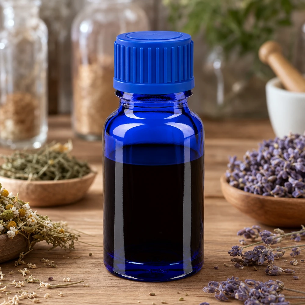 10ml láhev 11mm šroubovací uzávěr modrý standard BlueLine UT18/10 Vielseitige 10ml Glasflasche blau für Parfüm Seren und konzentrierte Essenzen