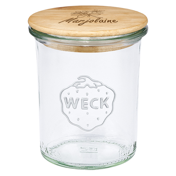 Couvercle en bois "Marjolaine" avec WECK verre plongeant 160ml Couvercle en bois "Marjolaine" avec WECK verre plongeant 160ml