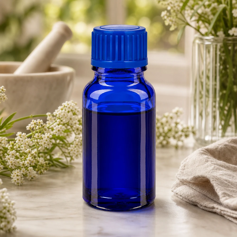 10ml láhev 11mm šroubovací uzávěr modrý standard BlueLine UT18/10 Wiederverwendbare 10ml Glasflasche blau nachhaltig und umweltfreundlich für DIY Mischungen