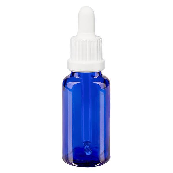 Lékárenská láhev modrá 20ml pipeta bílá s uzávěrem proti neoprávněné manipulaci Lékárenská láhev modrá 20ml pipeta bílá s uzávěrem proti neoprávněné manipulaci