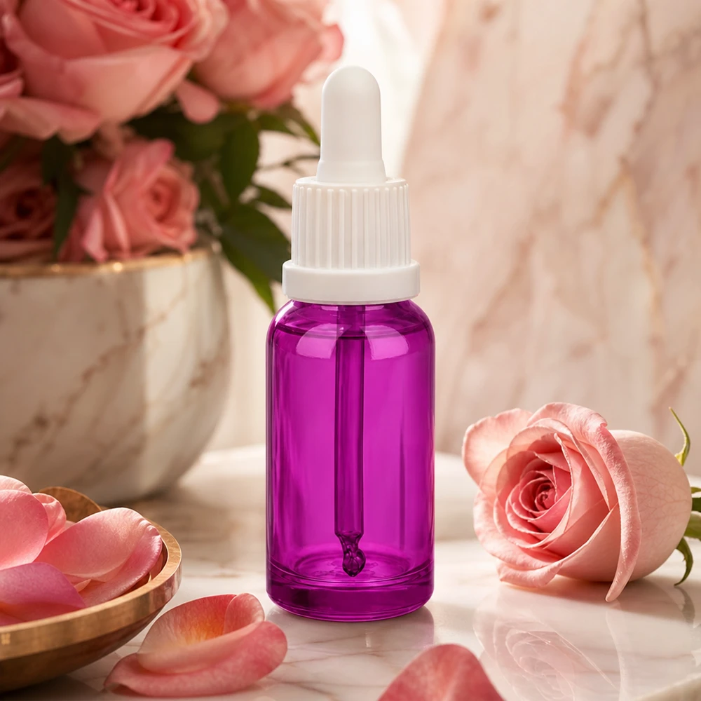 20ml pipetovací láhev bílá Originality šroubovací uzávěr PurpleLine UT18/20 Premium 20ml Pipettenflasche violett mit weißem Verschluss für professionelle Kosmetik