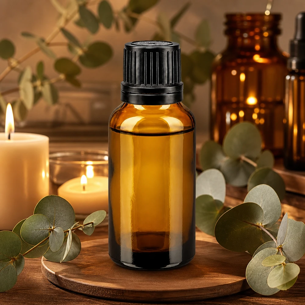 Lékárenská láhev hnědá 20ml šroubovací uzávěr černý nalévací kroužek tamper evident uzávěr Dunkle Apothekerflasche 20ml mit kindersicherem OV-Verschluss schwarz Braunglas