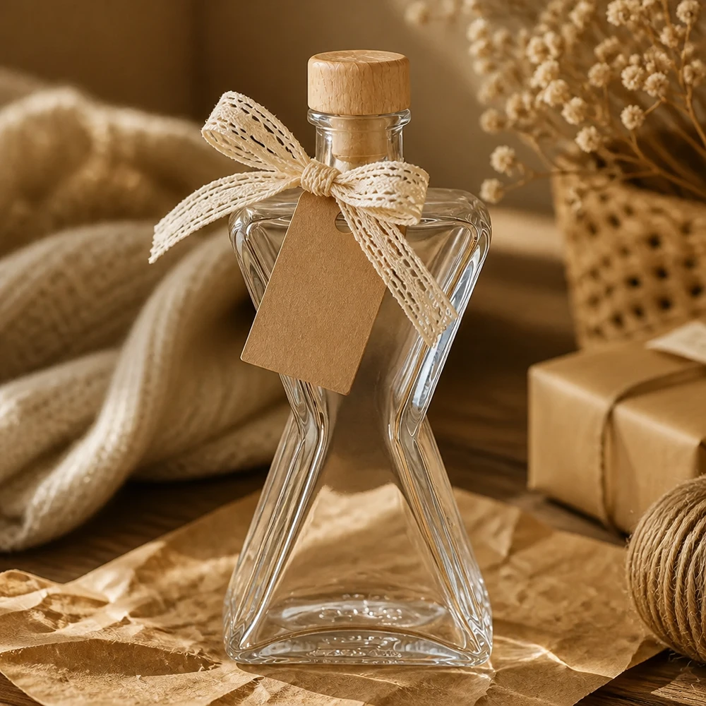 200ml Glasflasche "Star" mit Holzgriff-Korken UNiTWIST