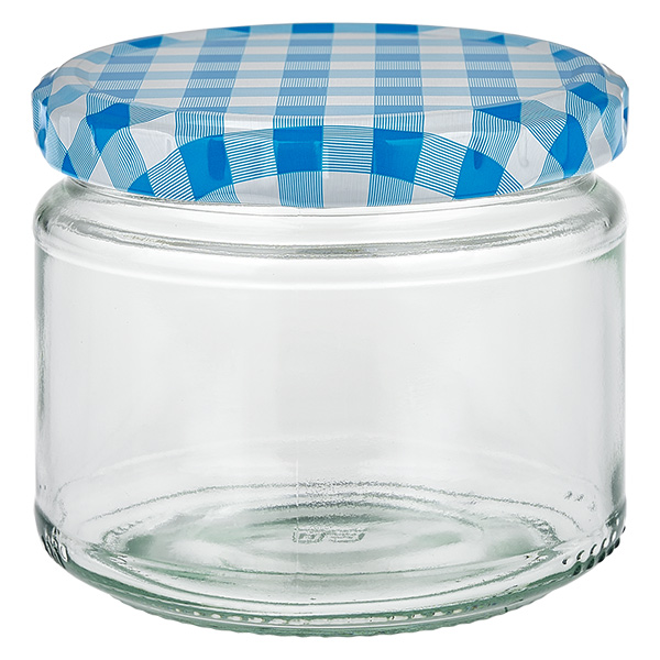 330ml kulat&#225; sklenice + v&#237;&#269;ko BasicSeal modr&#233;/b&#237;l&#233; UNiTWIST