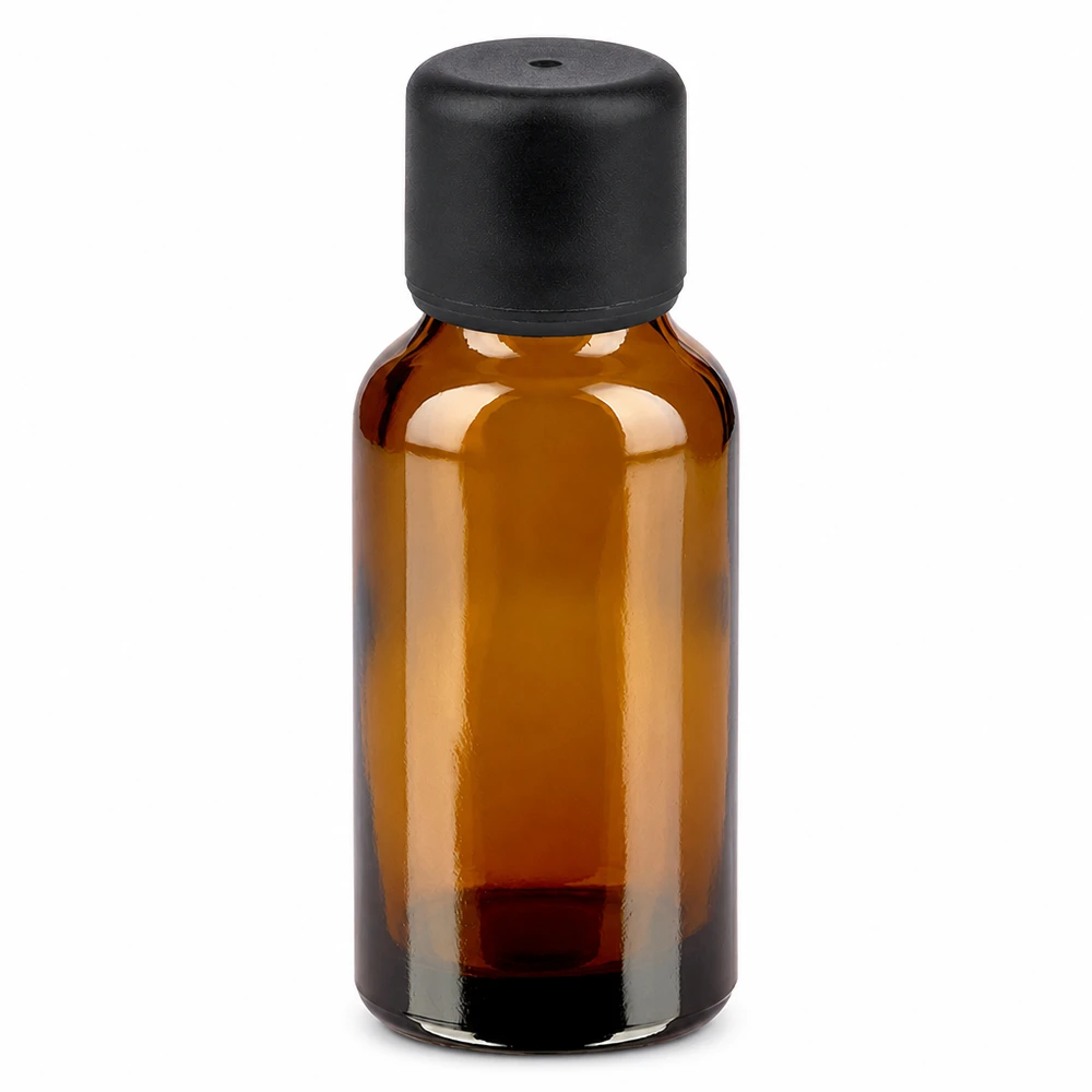 20ml láhev 6mm šroubovací uzávěr černá Standard BrownLine UT18/20 Hochwertige 20ml Braunglasflasche mit lichtschützendem Material und dichtem Verschluss