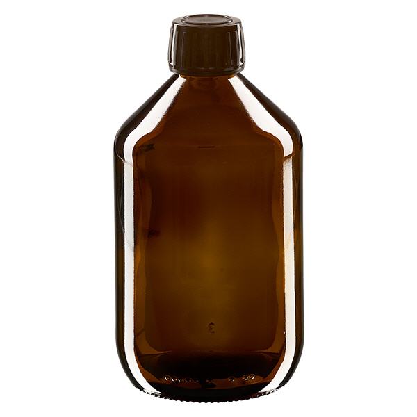500ml lahvička na léky hnědá, hnědý uzávěr s tamper-evidentním kroužkem ApoGlas 500ml lahvička na léky hnědá, hnědý uzávěr s tamper-evidentním kroužkem ApoGlas