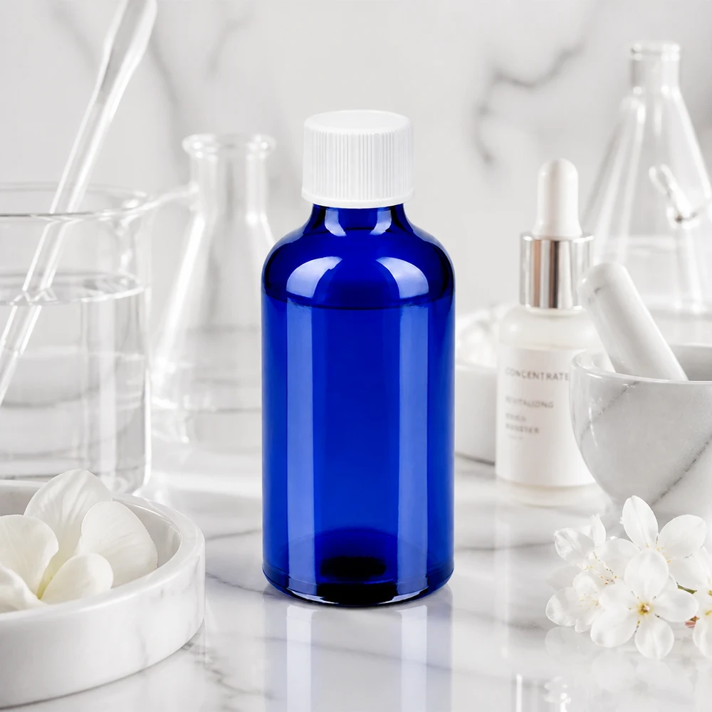 Professionelle 50ml Vorratsflasche in Apothekenqualität mit weissem Standardgewinde