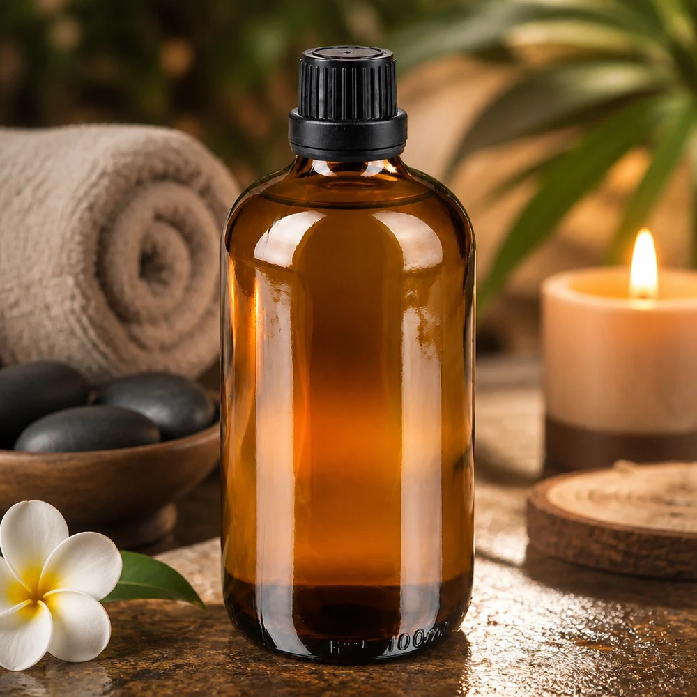 Lichtschutzflasche aus braunem Glas 100ml mit schwarzem Sicherheitsverschluss für Naturkosmetik