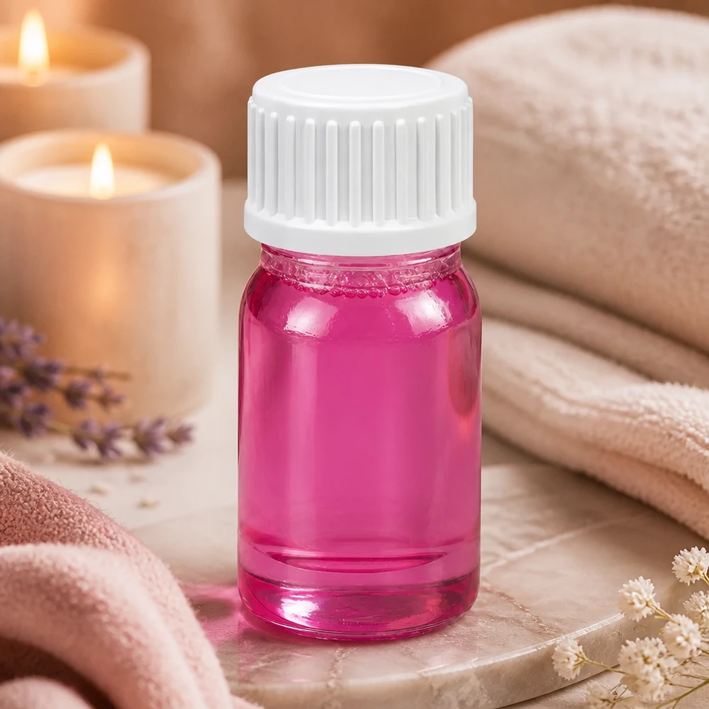 5ml Rosa Glasflasche mit weißem Schraubverschluss perfekt für handgemachte Kosmetik und Öle