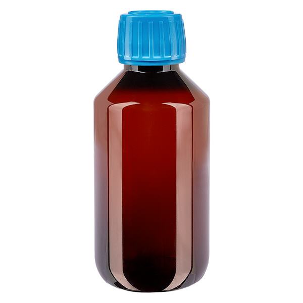 PET láhev 200ml s modrým uzávěrem s ochranou proti manipulaci PET láhev 200ml s modrým uzávěrem s ochranou proti manipulaci