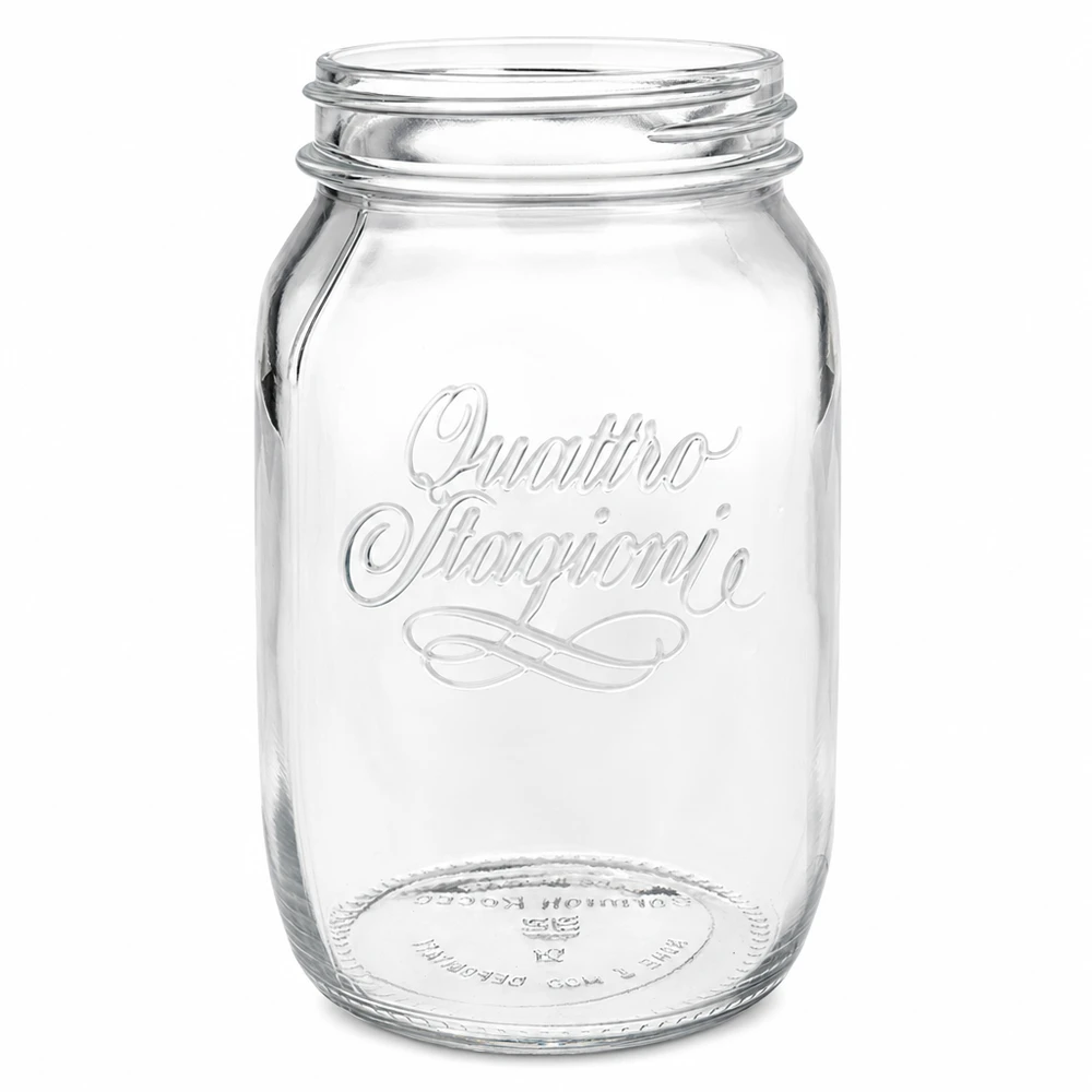 1000ml kulatá sklenice "Quattro Stagioni" QS86mm 1000ml Quattro Stagioni Einmachglas aus klarem Glas mit Schraubgewinde für Konservierung und Aufbewahrung