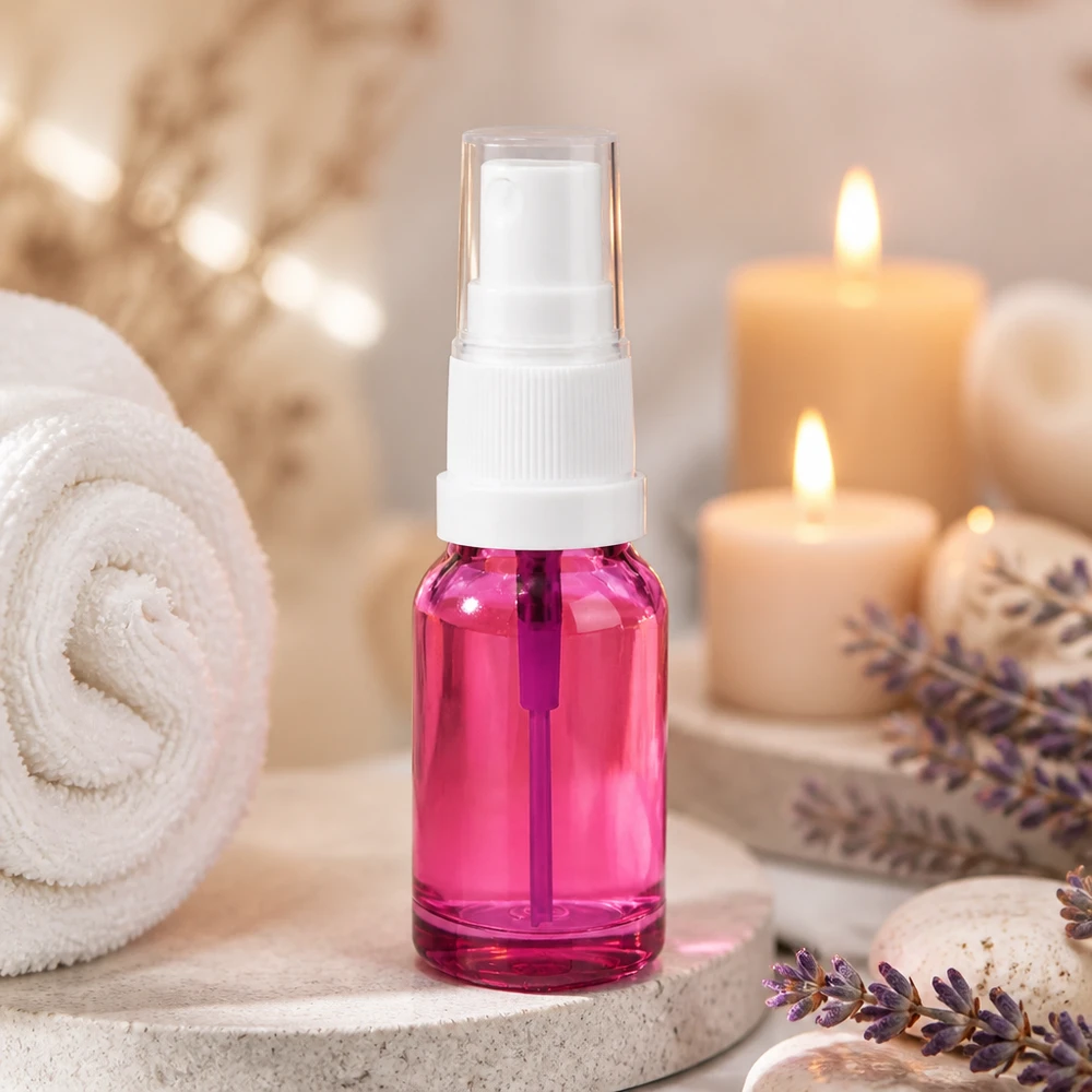10ml lahvička s rozprašovačem bílá/průhledná Standard PurpleLine UT18/10 10ml Sprühflasche aus robustem Glas in Purple-Ton perfekt für professionelle Kosmetikprodukte