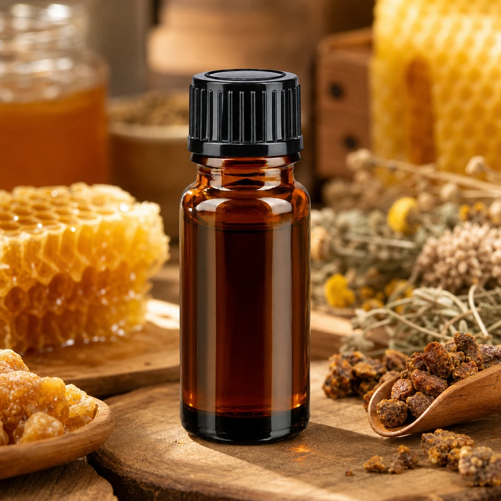 Apothekerflasche 10ml Braunglas für ätherische Öle und Naturextrakte mit Waben und Kräutern