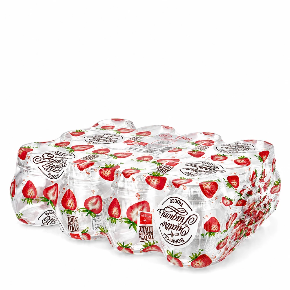 12er Pack 150ml Quattro Stagioni Einmachgläser mit Erdbeer-Design und Schraubdeckel für Konservierung