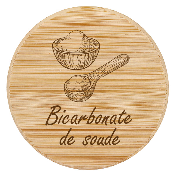 Couvercle en bois &quot;bicarbonate of soda&quot; pro WECK RR60